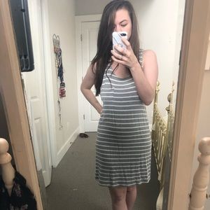 Casual gray tank top dress.